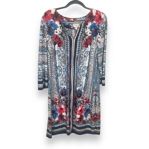 Paisley Tunic Dress Womens Size 14 Boho Flowy Artsy Festival Indie‎ Eclectic